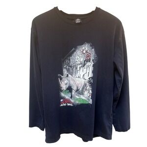 ECKO UNLIMITED Mens Long Sleeve‎ Rhino Graphic T Shirt XL Navy Blue